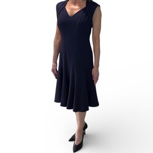 Calvin Klein Fit & Flare Midi Dress - Navy Blue Size 4